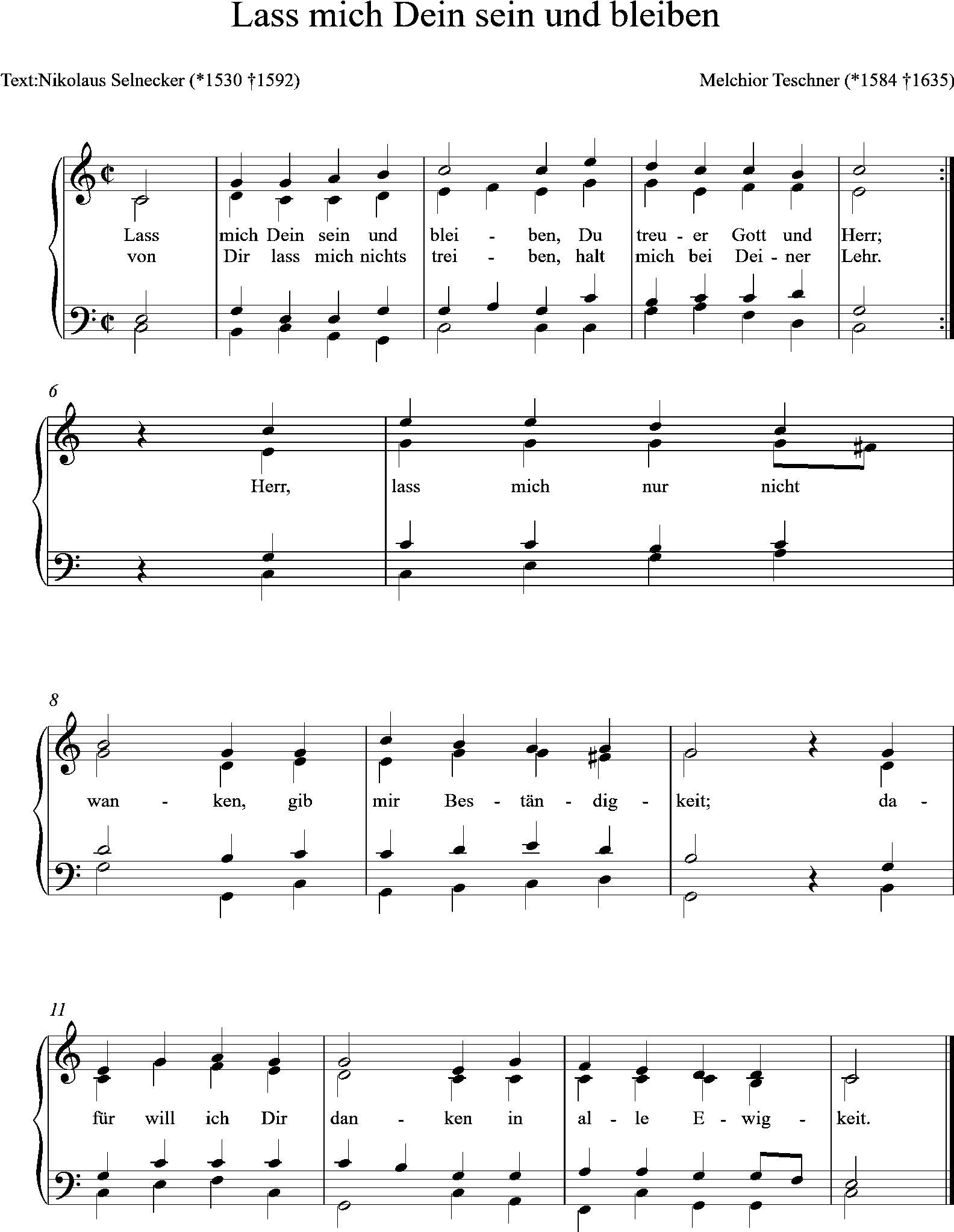 chor-, orgelnoten, c-dur, Lass mich Dein sein